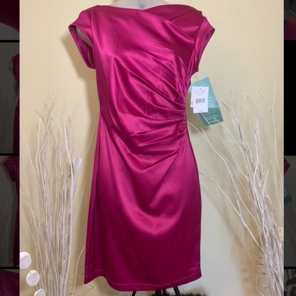 J.Taylor silk fuchsia pink formal dress wedding